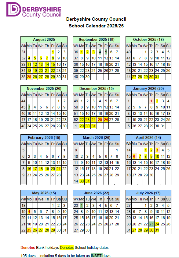 Term Dates & INSET 2025-26